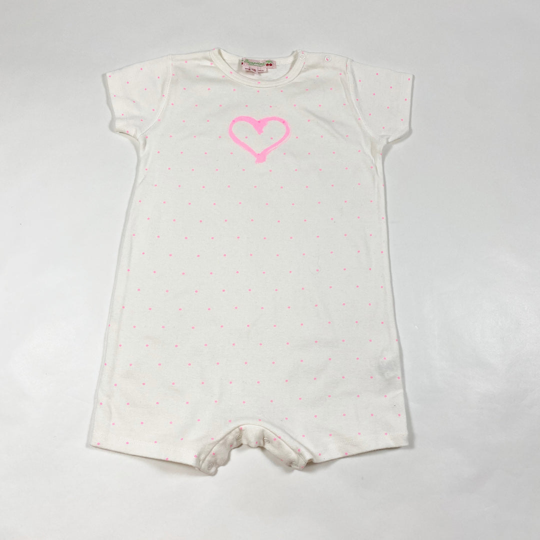 Bonpoint off-white pink heart romper 18M 1