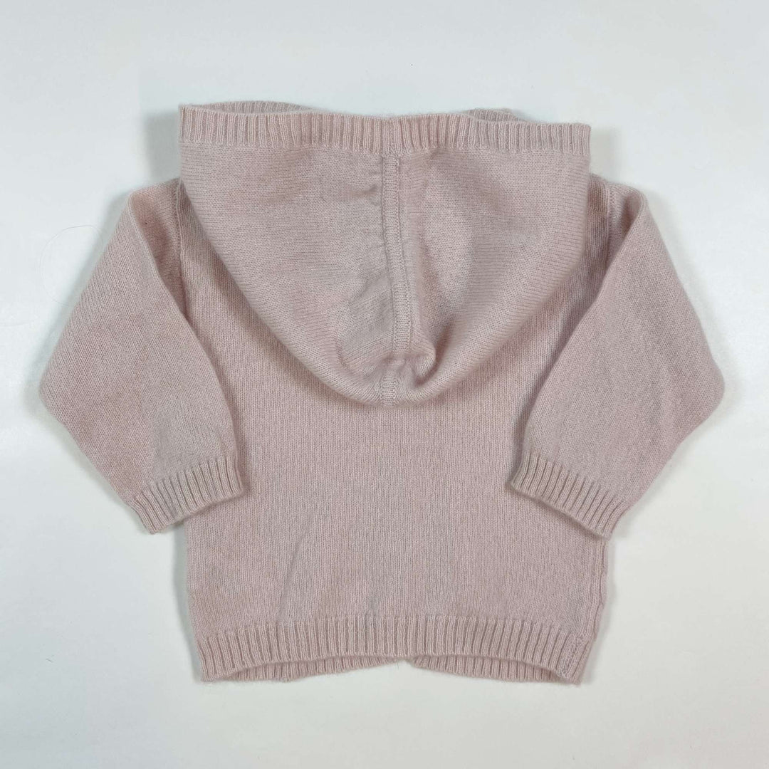 Harrods soft pink cable knit cardigan with hood 0/3M 3