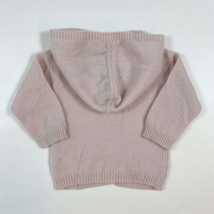 Harrods soft pink cable knit cardigan with hood 0/3M 3