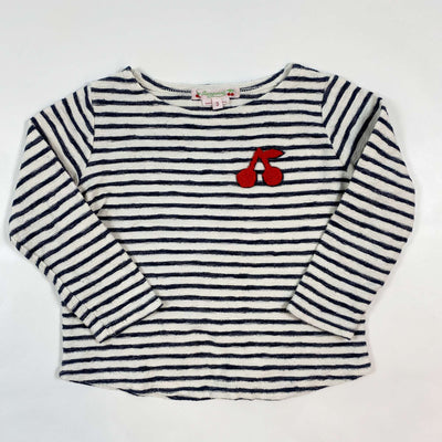 Bonpoint navy striped longsleeve with cherry application 3Y 1