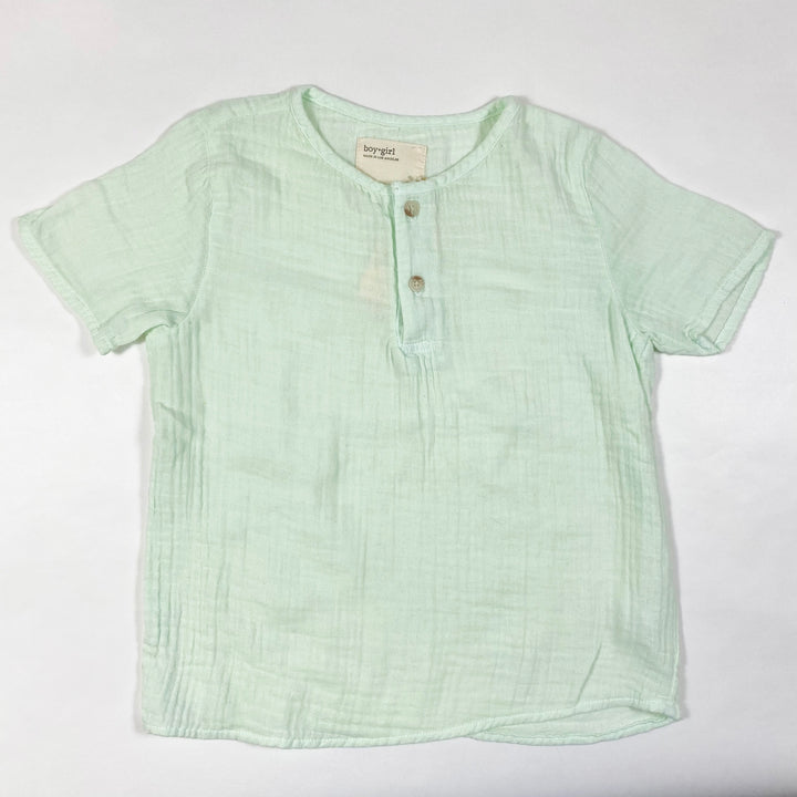 Boy + Girl turquoise muslin short-sleeved shirt Second Season 8Y