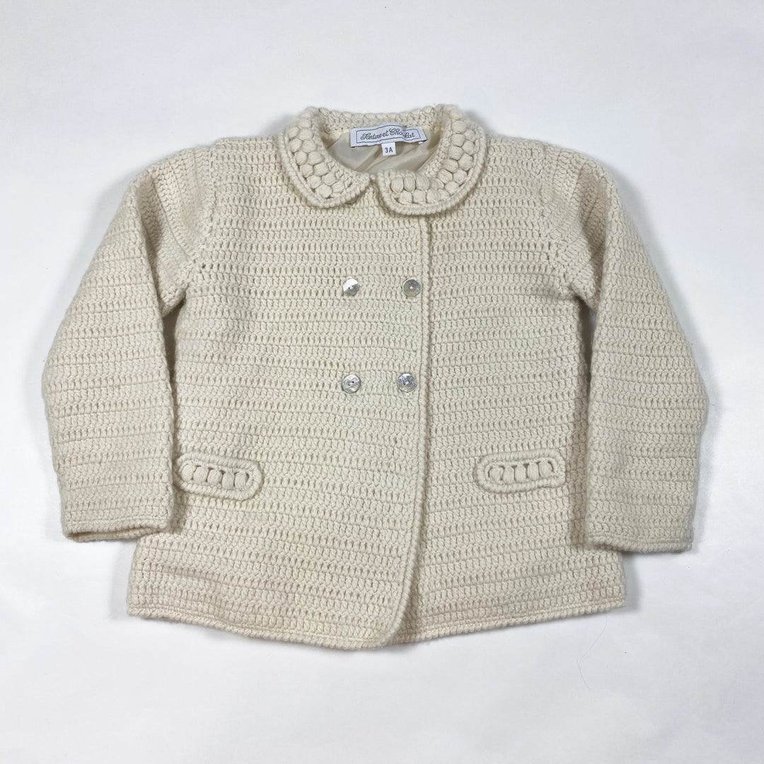 Tartine et Chocolat beige wool knit coat 3A 1