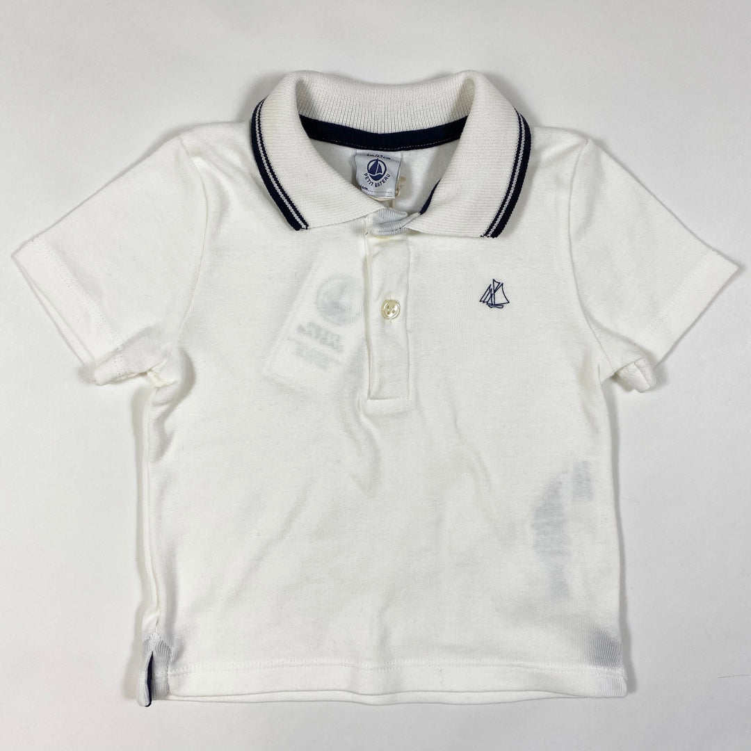 Petit Bateau ecru classic polo shirt 6M/67