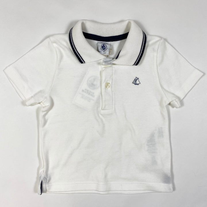 Petit Bateau ecru classic polo shirt 6M/67