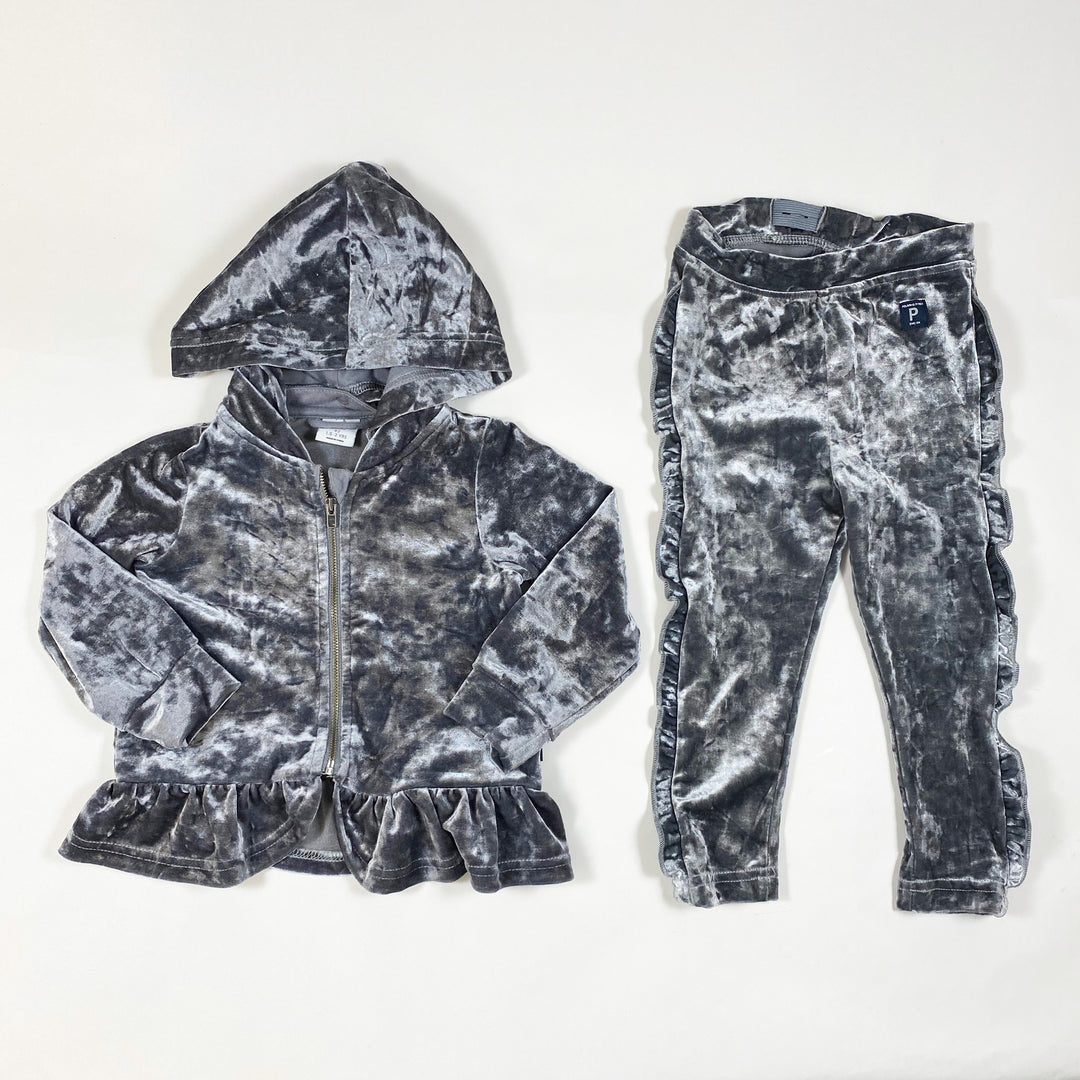 Polarn O. Pyret silver hooded velvet lounge set 92/1.5-2Y