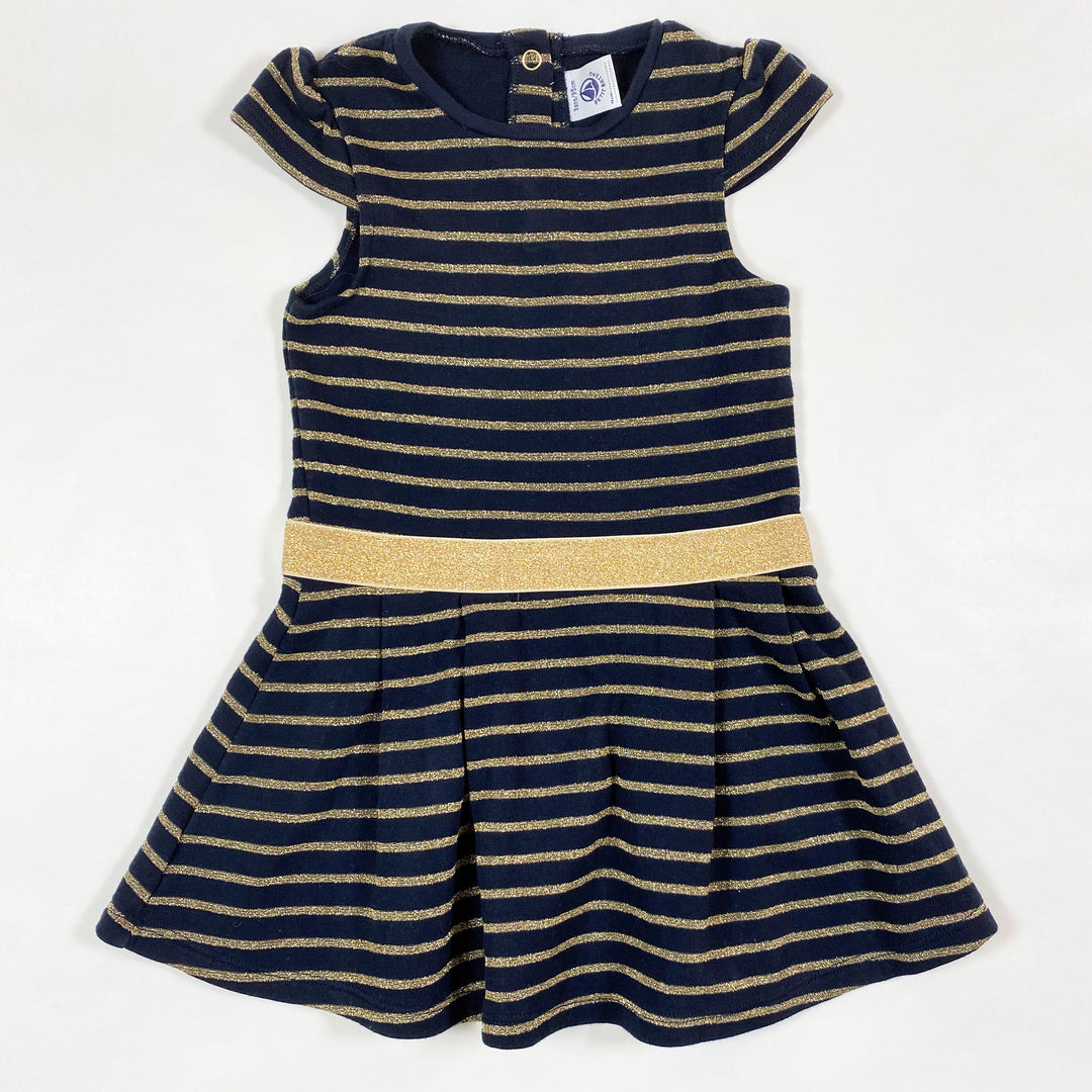 Petit Bateau navy gold stripe dress 3Y/95 1