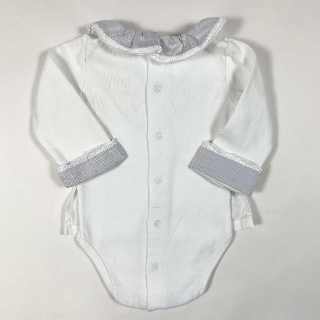Laranjinha white long-sleeved blouse body one-piece with grey collar 3M
