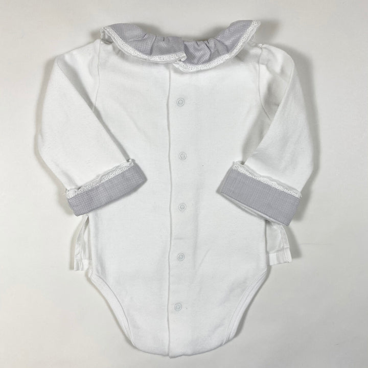 Laranjinha white long-sleeved blouse body one-piece with grey collar 3M