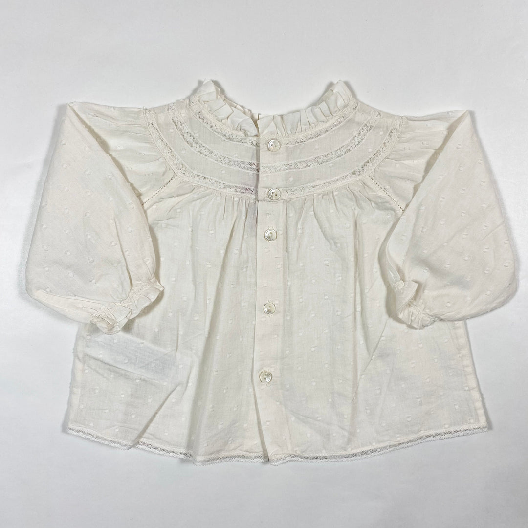 Bonpoint ecru long-sleeved blouse 6M 3
