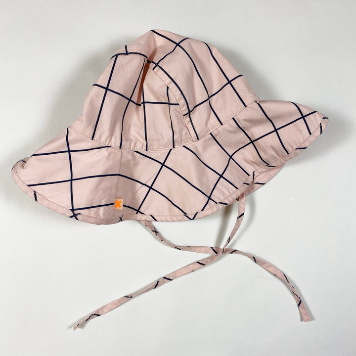 Tiny Cottons pale pink/dark navy grid sun hat M/50-52 1