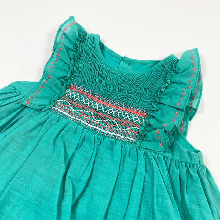 Tartine et Chocolat green smocked dress 2A 2