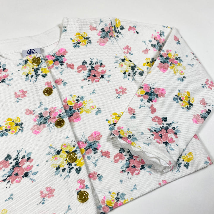 Petit Bateau off-white flower print cardigan with golden buttons 4Y/104cm