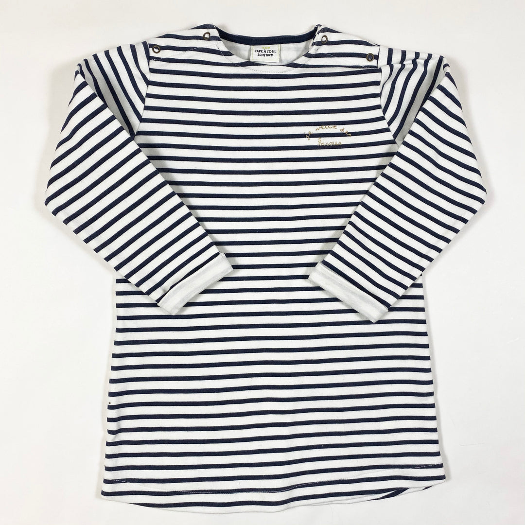 Tape à l'oeil navy/off-white striped dress 36M/98