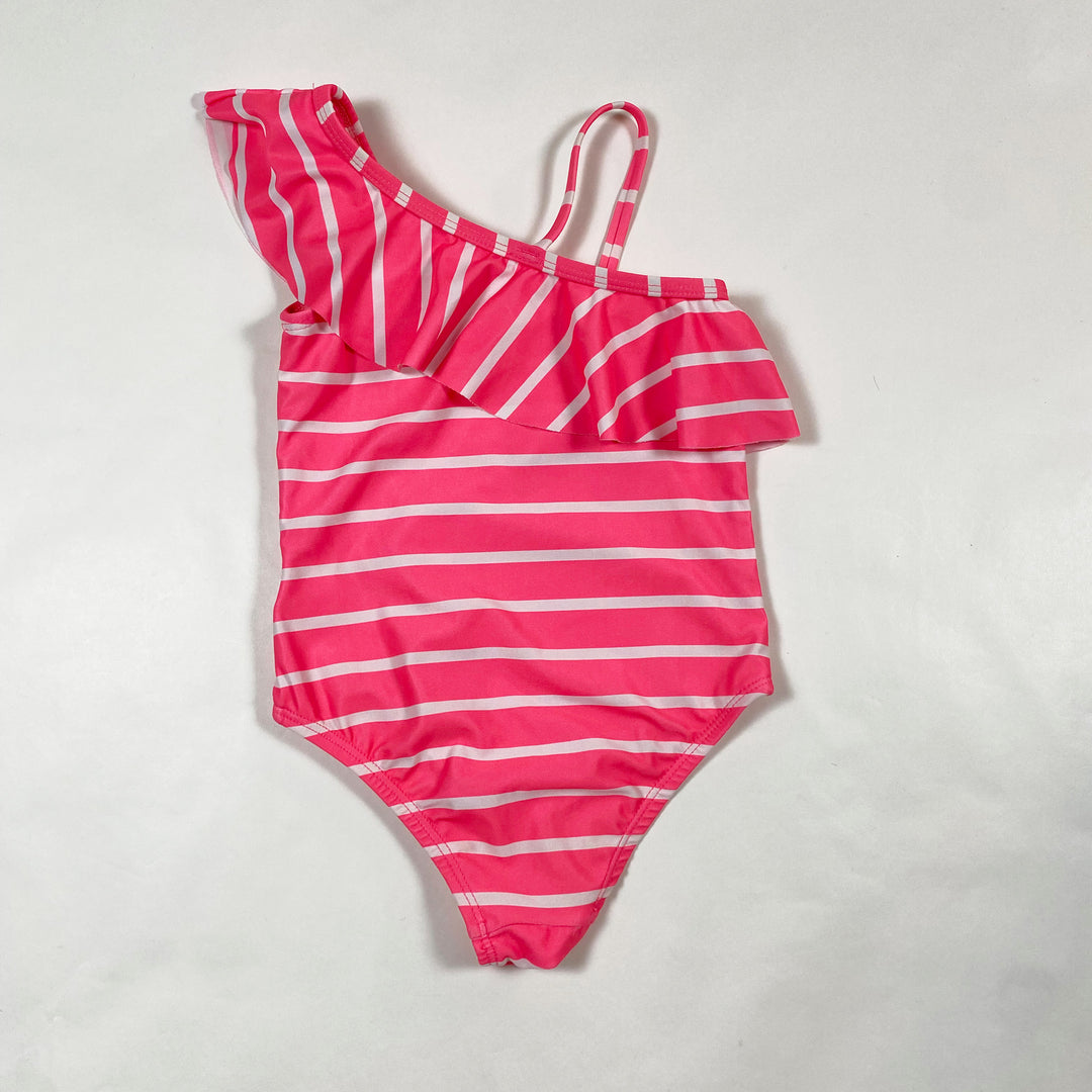 Gap neon coral striped asymmetrical swimsuit 3Y 2