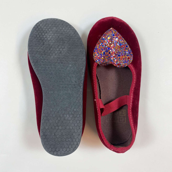 Bonton red velvet glitter heart ballerinas 25 3