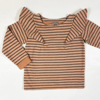 Emile et Ida dark blush striped sweatshirt with ruffles 4A 1