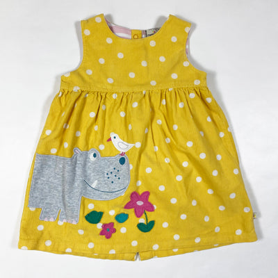 Frugi yellow rhino polka dot cord dress 12-18M/80-86cm 1