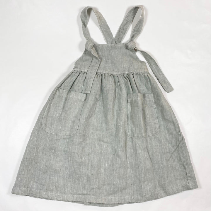 Yellow Pelota sage pinafore linen dress 8Y 1