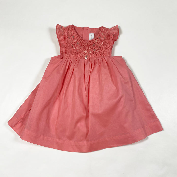 Tartine et Chocolat coral smocked dress 6M 1