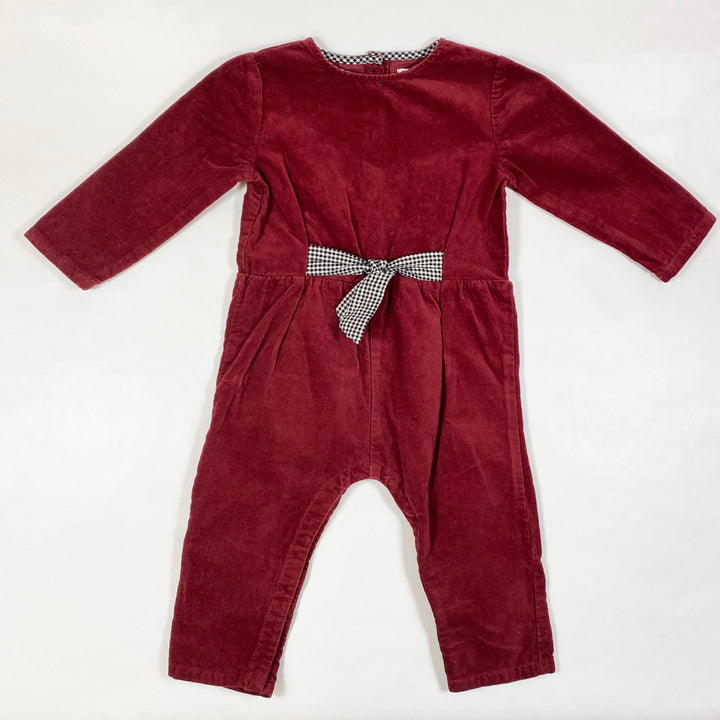 Zara burgundy velvet jumpsuit 18-24M/92 1