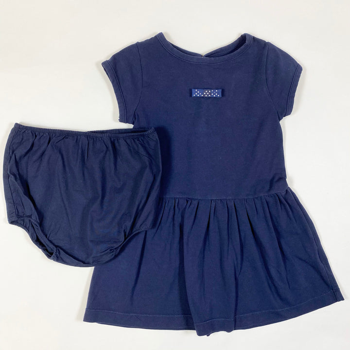 Jacadi navy jersey dress with bloomers 36M/96cm