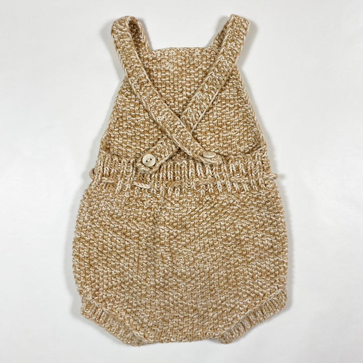 Misha & Puff beige melange pima cotton knit romper 2/3Y 3
