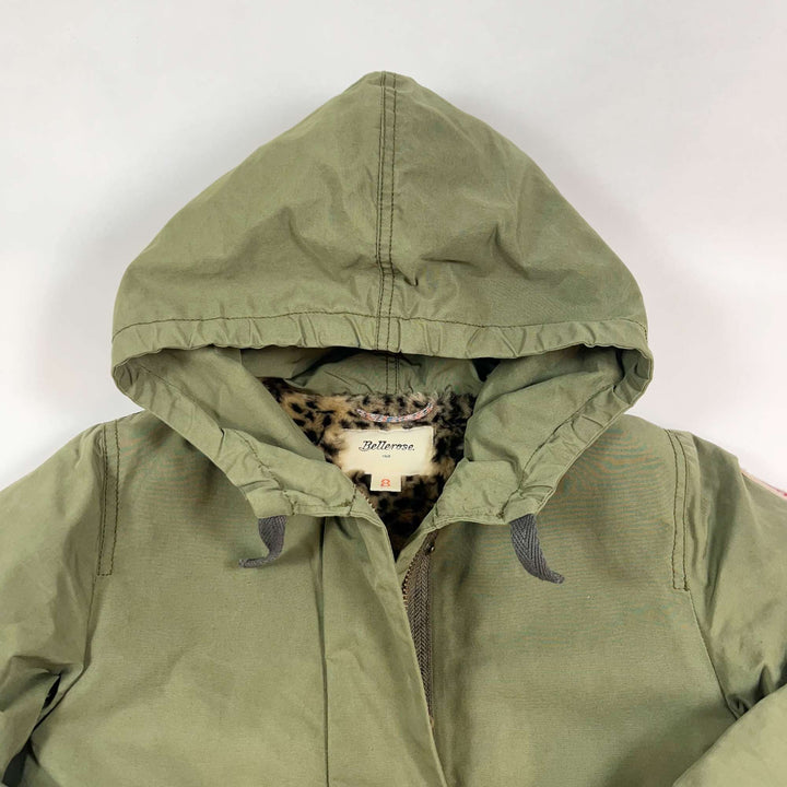 Bellerose green leopard lined winter jacket 8-9Y 2