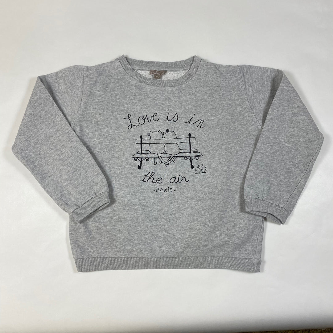 Emile et Ida grey cat Paris embroidered sweatshirt 6A 1