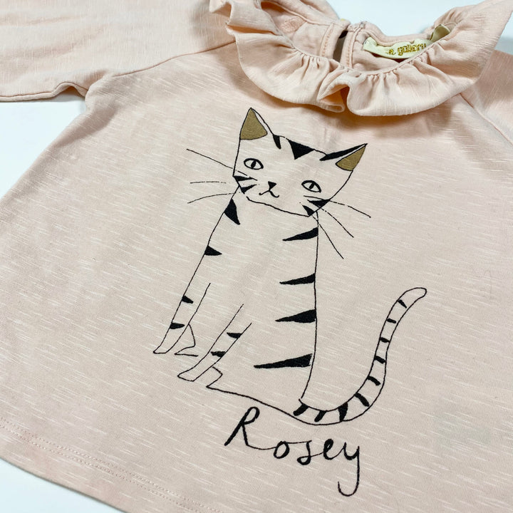 Soft Gallery soft pink collared shirt with cat print 12M