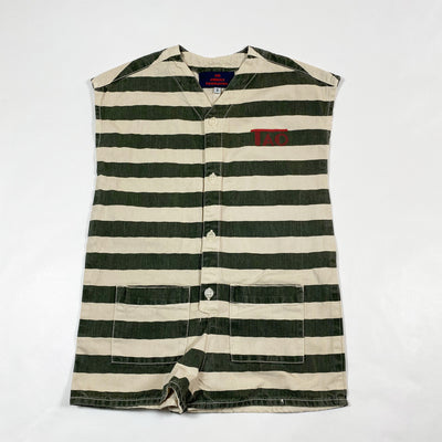 The Animals Observatory green striped romper 2Y 1