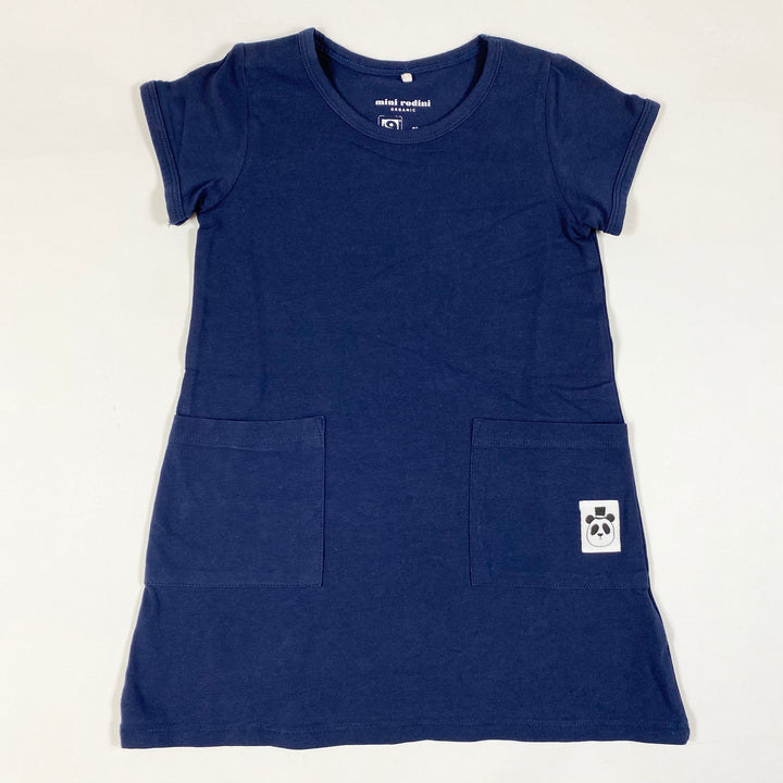 Mini Rodini navy short-sleeved dress 92/98