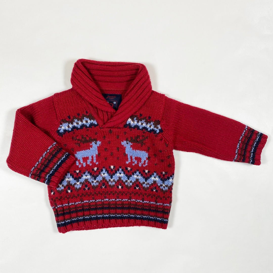 Jacadi red heavy knit pullover 12M/74 2