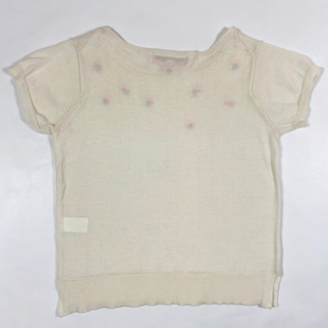 Bonpoint ecru pullover with applique flowers 6Y 3