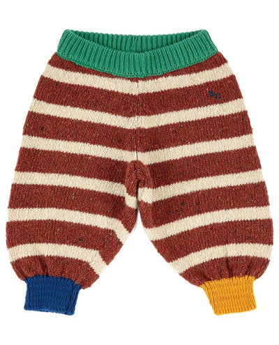 Bobo Choses brown bold striped baby knit trousers  Second Season diff. sizes 1