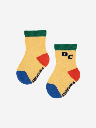 Bobo Choses yellow colour block baby socks Second Season diff. sizes 1
