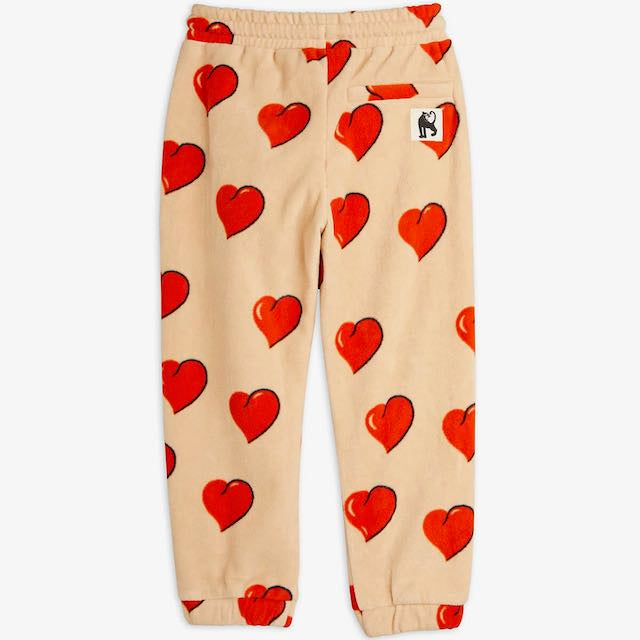 Mini Rodini beige hearts fleece trousers Second Season diff. sizes 2