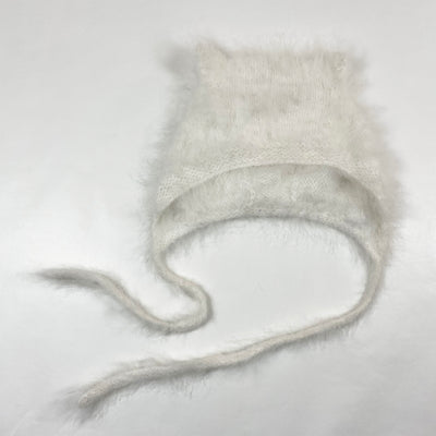 Element Boutique white kitty knit bonnet 18-24M 1