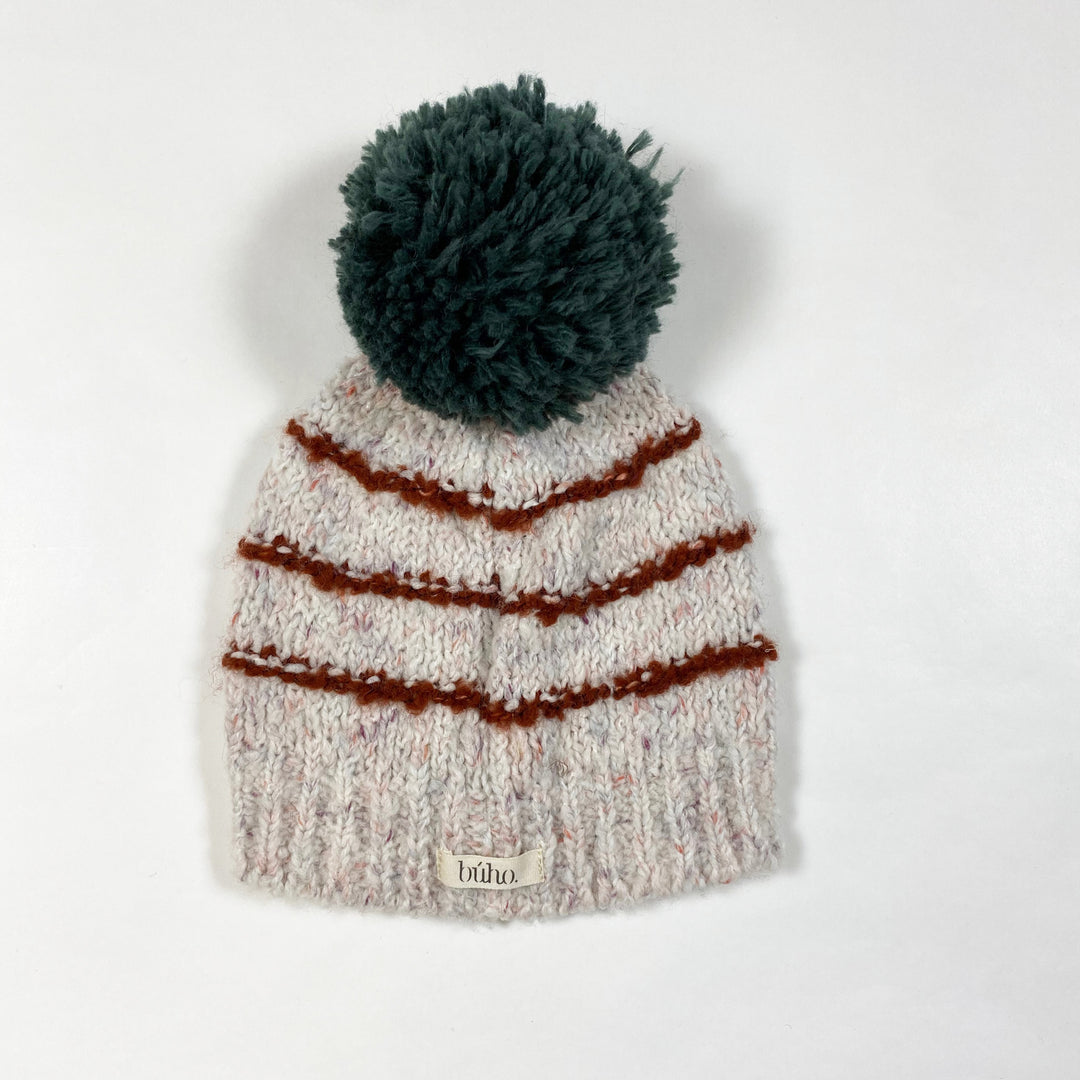 Búho ecru knit pompom hat M/3-6M 2