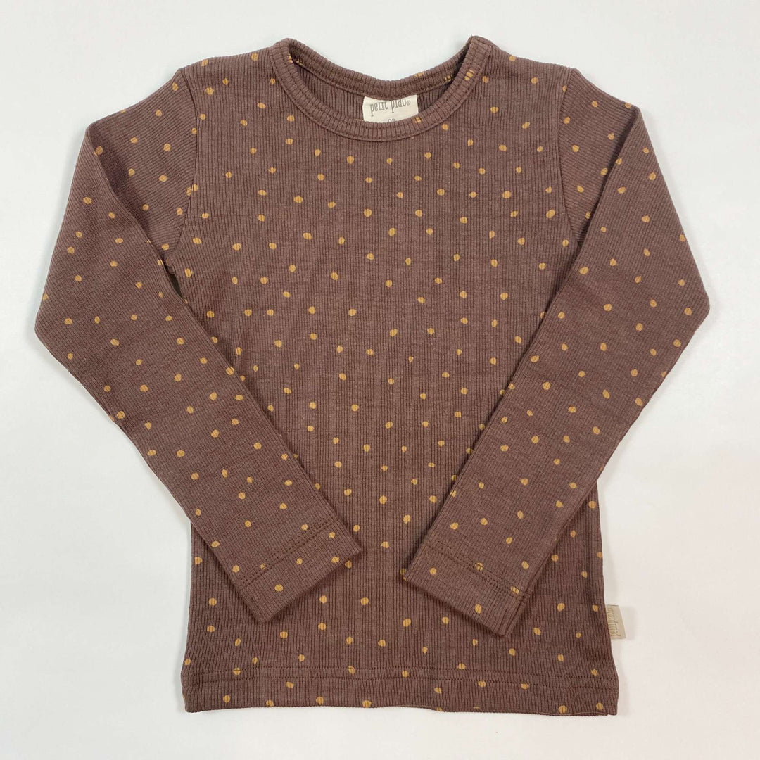 Petit Piao brown polkadot ribbed long-sleeve shirt Second Season 98 1