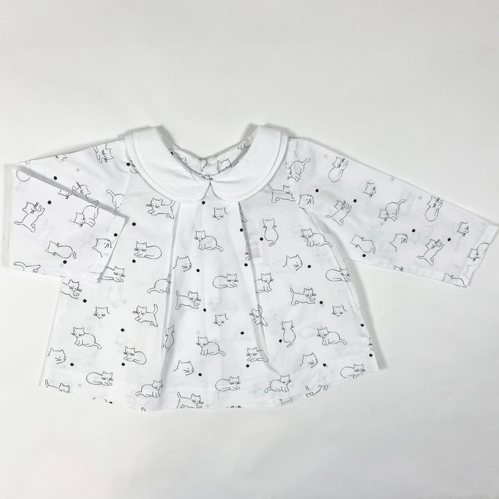 Jacadi Doppelkragenbluse mit Katzenprint 74 12M
