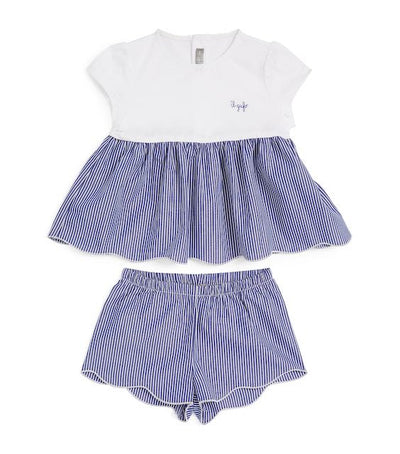 Il Gufo blue striped summer set with scalloped shorts Second Season 2Y 1