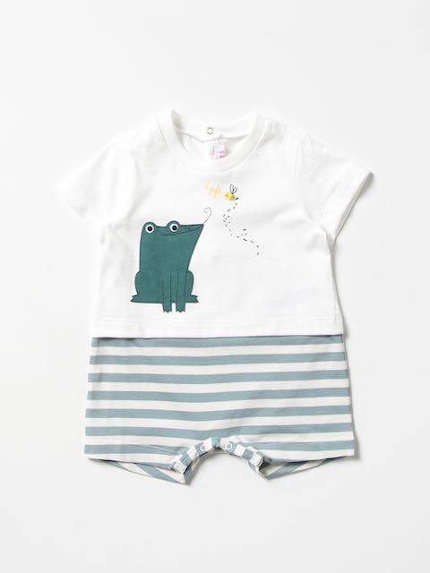 Il Gufo green stripe frog romper Second Season 6M 1