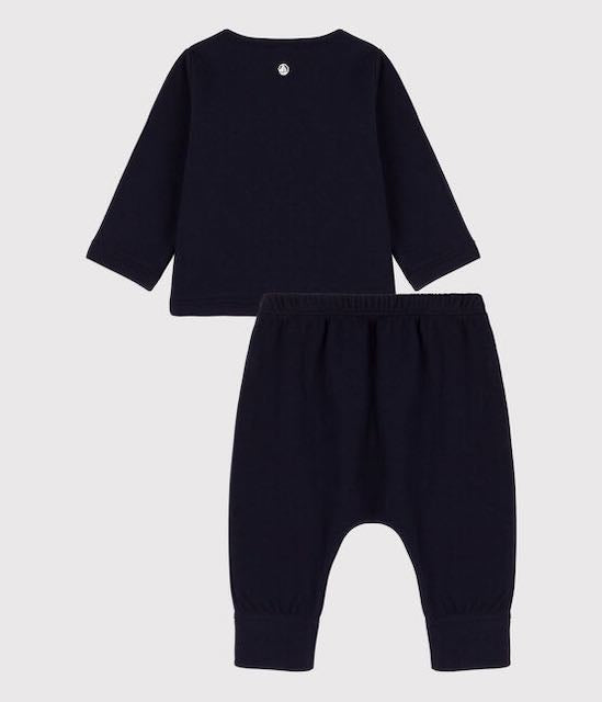 Petit Bateau navy organic cotton baby set Second Season 12M/74 3