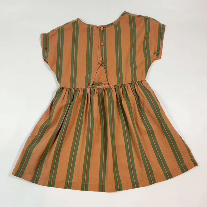 Tinycottons terracotta/green striped summer dress 4Y 2