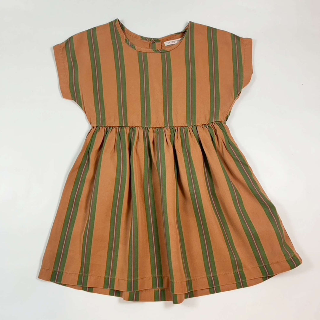 Tinycottons terracotta/green striped summer dress 4Y 1