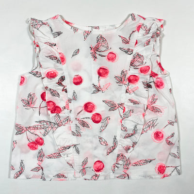 Bonpoint white abstract cherry short-sleeved blouse 3Y 1