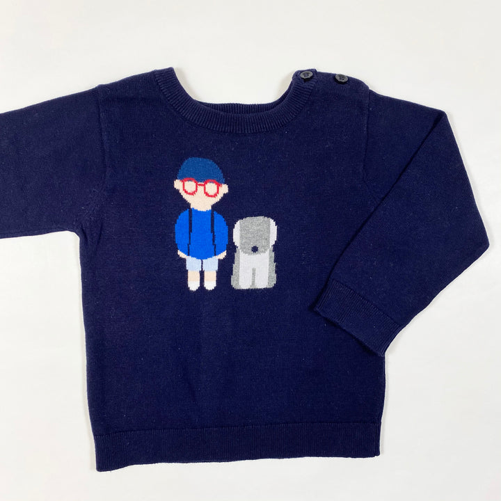 Jacadi navy dog pullover 24M/88