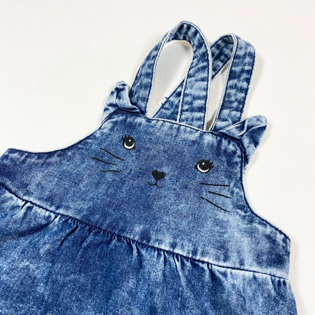 Benetton denim cat pinafore 6-9M/68 2