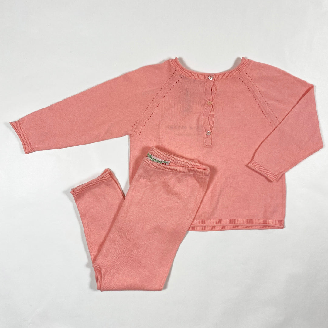 Bonpoint coral pointelle knit pullover and leggings set 12M 3