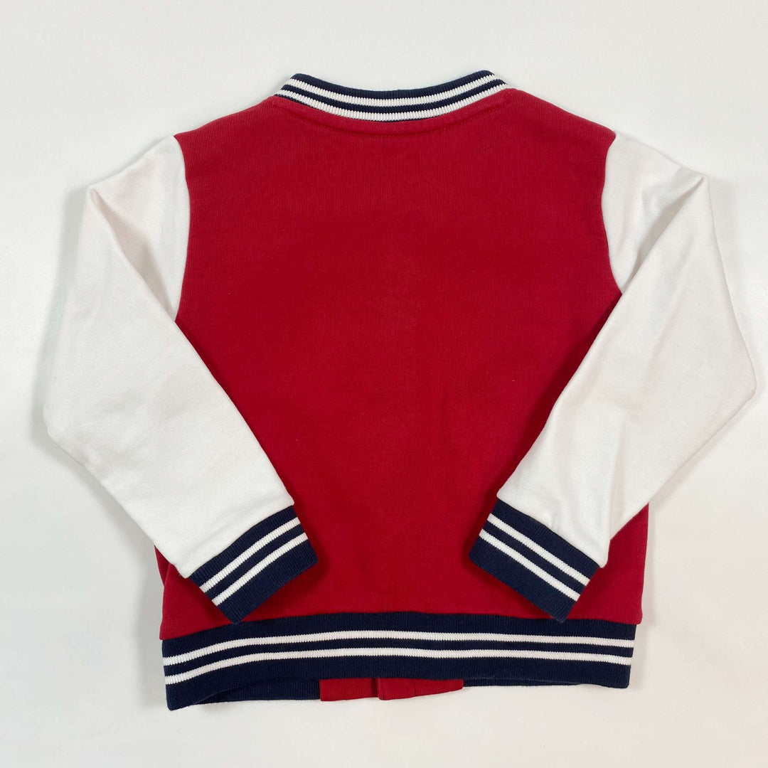Petit Bateau red brushed fleece varsity jacket 5Y/110 2